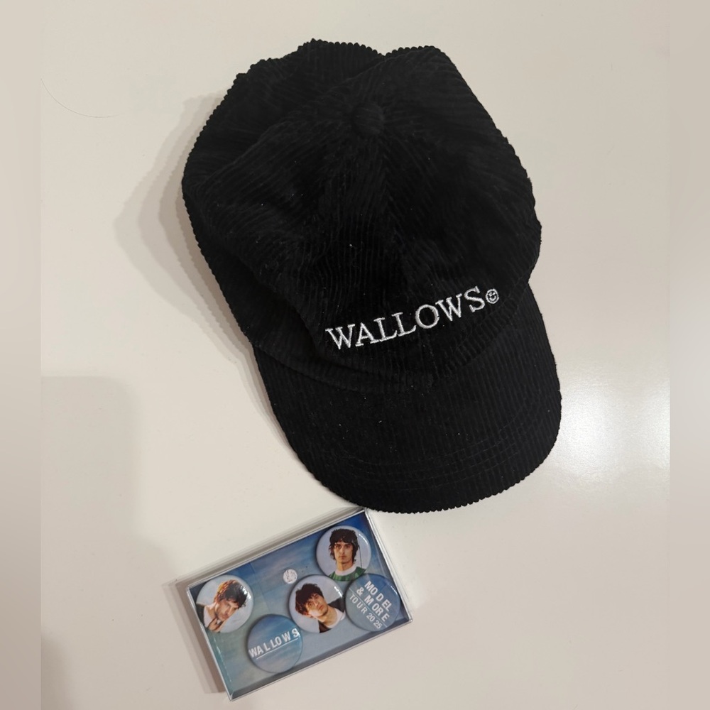 Wallows VIP tour merch pins and hat